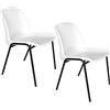 OFITURIA Silla de Oficina Sin Ruedas, Silla Confidente de Plástico con Estructura Metálica, Silla para Sala de Espera, Recepción, Reuniones, Conferencias, etc (2 Sillas, Blanco)