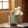 BestAlice Vaso per fiori, vaso in vetro con ciotola per pesci, vaso da fiori unico decorativo, vaso in vetro trasparente con manici a forma di borsa per decorazione