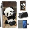 LeviDo-EU LeviDo Cover Compatibile per Samsung Galaxy A8 2018 Silicone Libro PU Pelle Magnetica Flip Portafoglio con Corda Disegni Antiurto Bumper Motivo Custodia Resistente Protettiva Case, Panda
