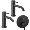 Vema Rubinetterie - Maira nero set lavabo + bidet con scarico + miscelatore deviatore - V27010 + V2070 + V27140