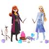 Mattel Disney Frozen - Set Avventure nella Foresta, playset con 2 bambole Elsa e Anna, 2 amici personaggi e 12 accessori da campeggio inclusi, giocattolo per bambini, 3+ anni, HPD52