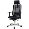 Seditaly Poltrona semi-direzionale Liberty Syncro Seditaly tessuto ignifugo nero base alluminio con poggiatesta LTGPS18EGB1R1