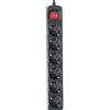 SILVER ELECTRONICS - Presa multipla con 6 prese con interruttore, nero, 6 prese, cavo da 1,5 metri, protezione per bambini, presa di terra, con protezione da sovratensioni