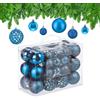 Relaxdays Palline di Natale, in Set da 50, Addobbi Natalizi, Opache, Lucide, Glitterate, ∅ 3,4 e 6 cm, Blu Petrolio