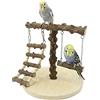 WishesMar Parco Giochi per Pappagalli Palestra per Uccelli Terreno di Gioco per Cocorite con Posatoi Supporto Scala e Altalena pour Cacatua, Legno, Taglia 22x22x21.5 CM