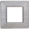 ETTROIT Placca compatibile Vimar Plana 2 moduli plastica colore argento satinato Ettroit EV85215