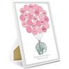 Pandawal Libro degli ospiti per battesimo Baby Shower Set bomboniera pullerparty ricordo scrivibile/impronte digitali con cornice (bianco elefante rosa)
