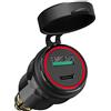 Qidoe Prese DIN a USB per Ricarica Rapida Moto BMW, Qidoe Metallo PD 3.0 & 18W QC 3.0 Adattatore Presa Din Hella a USB Caricatore con LED Rosso per 12-24 Volt Motocicli Europei Ducati/Triumph/BMW