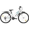 Multibrand Distribution Multibrand Probike Adventure Mountain Bike Shimano a 18 marce, bici da ragazza e ragazzo, adatta a partire da 130-155 cm (bianco e blu lucido)