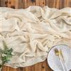 AOKSUNOVA Runner da tavola natalizio in mussola, in tessuto beige, crema, 3 m, per formaggio, per matrimonio, 300 x 80 cm