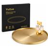 Yvttve Vassoio Decorativo Rotondo Dell'oro, Vassoio da Portata di Metallo, Vassoio organizzatore per Gioielli, Trucco, Articoli da Toeletta, Stoviglie da Cucina (Ø 32 cm, dorato)
