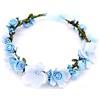 Dzxin Coroncina Comunione,Fata Ghirlanda Floreale Fascia per Capelli Regolabile con Fiore for Kids Girls Hair Style (Blu)