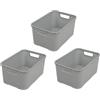 BranQ Home essential BranQ Home - Set di 3 cestini stile rattan, taglia M, 10 litri, senza bisfenolo A (BPA), in polipropilene (PP), colore grigio chiaro