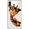 Mixroom - Cover Custodia Case in TPU Silicone Morbida Sfondo Trasparente per Apple iPhone XR Fantasia Giraffa con Occhiali T508