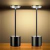 Hapfish Lampada da Tavolo Ricaricabile 2 Pezzi LED 5000mAh Senza Fili USB,Comodino | Luce a Batteria USB Dimmerabile,3 Modalità di Colore,per Scrivania Esterno Tavola Ristorante,Alluminio,Marrone(Nero)