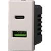 Ettroit Presa USB Type-C a 2 posti bianca compatibile anche con BTicino Axolute