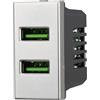 Ettroit Presa USB a 2 posti grigia compatibile anche con BTicino Axolute