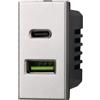 Ettroit Presa USB Type-C a 2 posti grigia compatibile anche con BTicino Axolute