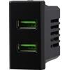 Ettroit Presa USB a 2 posti nera compatibile anche con BTicino Axolute