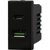 Ettroit Presa USB Type-C a 2 posti nera compatibile anche con BTicino Axolute