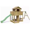 Fungoo Gioco per bambini da esterno fungoo pluto con casetta con finestra, altalena doppia e scivolo, 558x301x280 cm