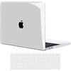 TECOOL Cover compatibile con MacBook Pro 15 Pollici 2019 2018 2017 2016 (A1990 A1707) con Touch Bar, Custodia Rigida Protettiva Sottile in Plastica e Copritastiera UE, Cristallo Trasparente
