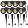 AHOTSUK Nother 5W AHOTSUK Faretto da Giardino con Picchetto LED Faretti Esterno Picchetto IP66 Bianco Caldo 12V 24V per Esterno Giardino COB