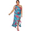 Chi Chi London Plus Size One Shoulder Floral Printed Midi Dress in Teal Vestito, 26 Donna