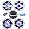 PIMAR RADIO STEREO BARCA MARINO BLUETOOTH-USB KIT CON 4 CASSE LED 150-WATT ACCESSORI