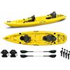 Big Mama Kayak Canoa biposto da pesca - Mojito Fishing Big mama kayak - kayak 380 cm - 2 posti adulto + 1 posto bambino + 2 gavoni + 2 ruote integrate + 2 pagaie + 2 seggiolini + 4 portacanne - GIALLO