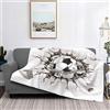 Minalo Coperta leggera e ultra morbida in pile caldo, pallone da calcio 3D, in microfibra, per tutte le stagioni, soggiorno, camera da letto, divano, letto, trapunta, 80 x 60 cm