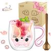 ecooe Simpatico Tazza Gatto Vetro Doppia Parete 290ml Tazza da Caffè in Vetro Cappuccino Latte Macchiato Tazza Caffe Vetro con Manico Cucchiaio Bicchiere Doppio Vetro Borosilicato Trasparente Tazza