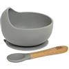 Interbaby Ciotola e cucchiaio in silicone grigio con ventosa per bambini