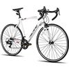 Hiland - Bicicletta da corsa 700c Racing Bike City a 14 velocità, 50 cm, colore: Bianco
