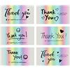 COBEE Set di biglietti di ringraziamento, 120 pezzi, con scritta Thank You for Supporting My Small Business Cards Notes Holographic Rainbow Thank You, 6 stili (8,9 x 4,8 cm), argento