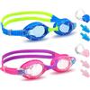 FRECOO Occhialini da nuoto per bambini, confezione da 2 pezzi, lenti anti-appannamento e occhiali da nuoto UV, occhiali per bambini con cinturino in silicone regolabile, ragazzi, ragazze (3-14 anni)