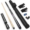lotmusic Bastone da Biliardo con Estensione Stecca da Biliardo in Fibra di Carbonio, Set Professionale da 58 Pollici con Accessori da Biliardo (Custodia Nera da Biliardo, Guanti da Biliardo e gessetti