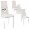buybyroom sedie sala da pranzo 4 pezzi bianco, sedie imbottite con gambe in metallo sedia cucina moderna sedie tavolo cucina per cucina soggiorno