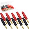 RUNCCI-YUN 10 pz Spina a Banana da 4 mm, Connettore per Cavo Audio per Altoparlante Placcato Oro Nero/Rosso