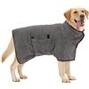 HezzLuv Accappatoio per Cani, Accappatoio in Microfibra per Cani di Taglia Media e Grande, Accappatoio Assorbente per Cani, Cappotto per Asciugare Cani con Regolabile per Cani e Gatti (Grigio L)