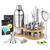 YISSVIC Shaker Cocktail Set 22 Pezzi Kit Barman Professionale in Acciaio Inox con 750ml Shaker e Tazza di Utilità, 2 Manuali di Bartending per Casa Bar Festa, Regalo per Donna Uomo