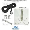 Inox Nautica KIT ORMEGGIO CIMA NERA CON ANCORA A RAMPINO Ømm 8 CATENA E GRILLI INOX BARCA