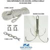 Inox Nautica KIT ORMEGGIO CIMA BIANCA CON ANCORA A RAMPINO Ømm 8 CATENA E GRILLI INOX BARCA