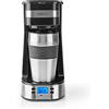 Nedis KACM310FBK Macchina da Caffè Monodose - 0,42 L - Timer Programmabile - Tazza da Viaggio Isolata a Doppia Parete - Nero/Argento