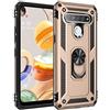 Dedux Cover LG K61/Q61 [Tough Armor Series] Robusto Pannello Posteriore PC AntiGraffio + Paraurti Antiurto TPU + Pratico cavalletto. Oro