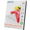Pavo - Foglio di Laminazione Formato: 65 x 95 mm 2x125 mic, 100 Pezzi - Lucido