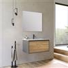 DEGHI Mobile bagno sospeso 80 cm antracite e rovere europeo con lavabo integrato e specchio - Julia