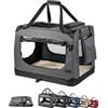 lionto Borsa trasportino per cani pieghevole per viaggi e auto, 50x34x36 cm, box di trasporto stabile con maniglie per gatti e animali fino a 10 kg, scatola in tessuto, grigio