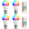 iLC Lampadina Colorata LED, Equivalente 40W, E27 12 Colore RGB 5 Watt Bianco Caldo (2700K) Edison Telecomando (Confezione da 4)