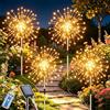 Dekofun Luci Solari 4 x 120 LED Lampioni da Giardino Esterno Solari | Paletti da Giardino IP65 Impermeabile Lampada Solare Terra Luci per Prato Vialetto Scala Paesaggio (Bianco Caldo)